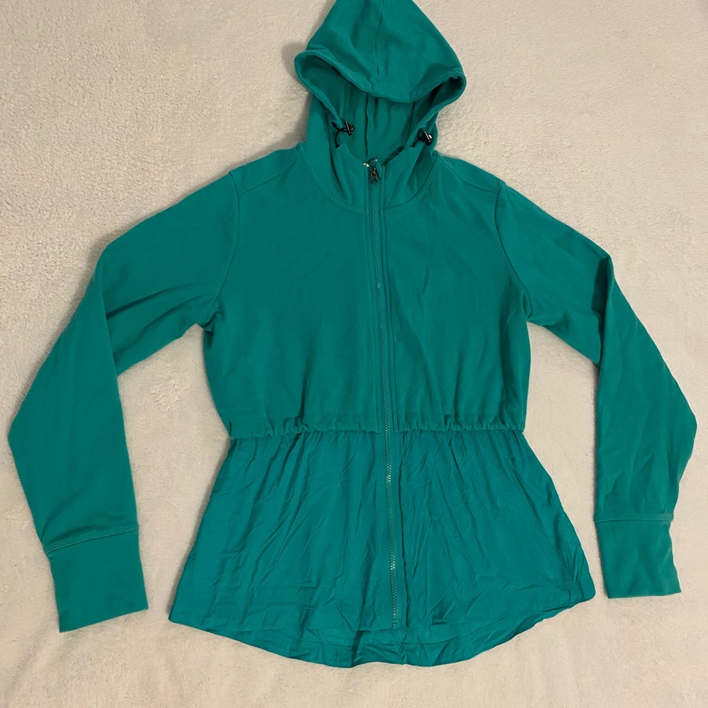 Athletic Works Green Fitted Peplum Long Sleeve Hoodie
